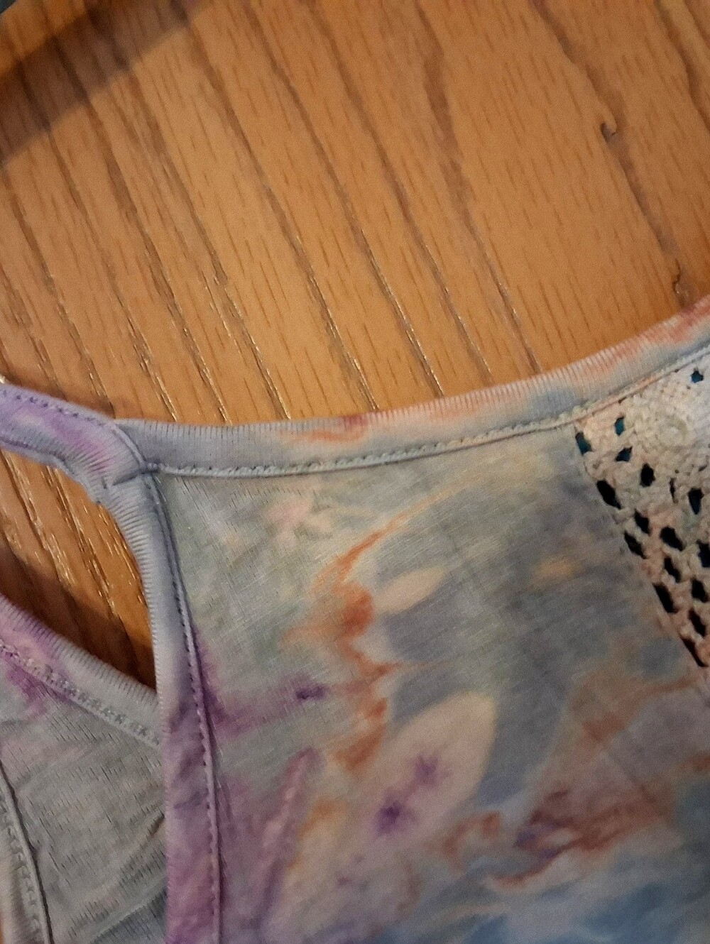JadedGypsy Tie-Dye Lace Yoke Tank Top in Purple & Blue Sz S - Picture 7 of 7